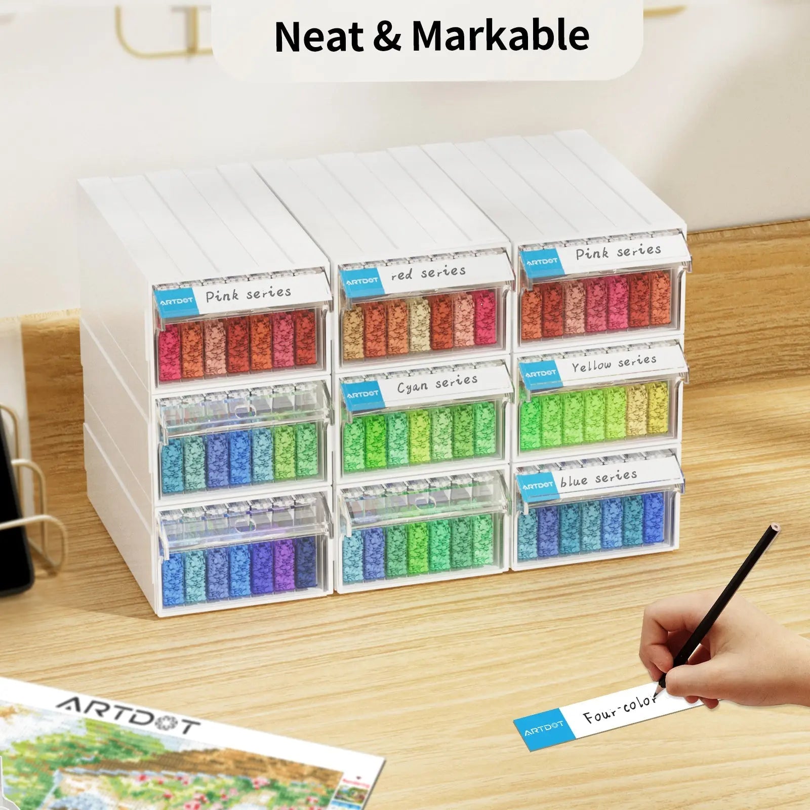 9 Drawers Stackable Diamond Painting Storage (Square Bottle) - ARTDOT