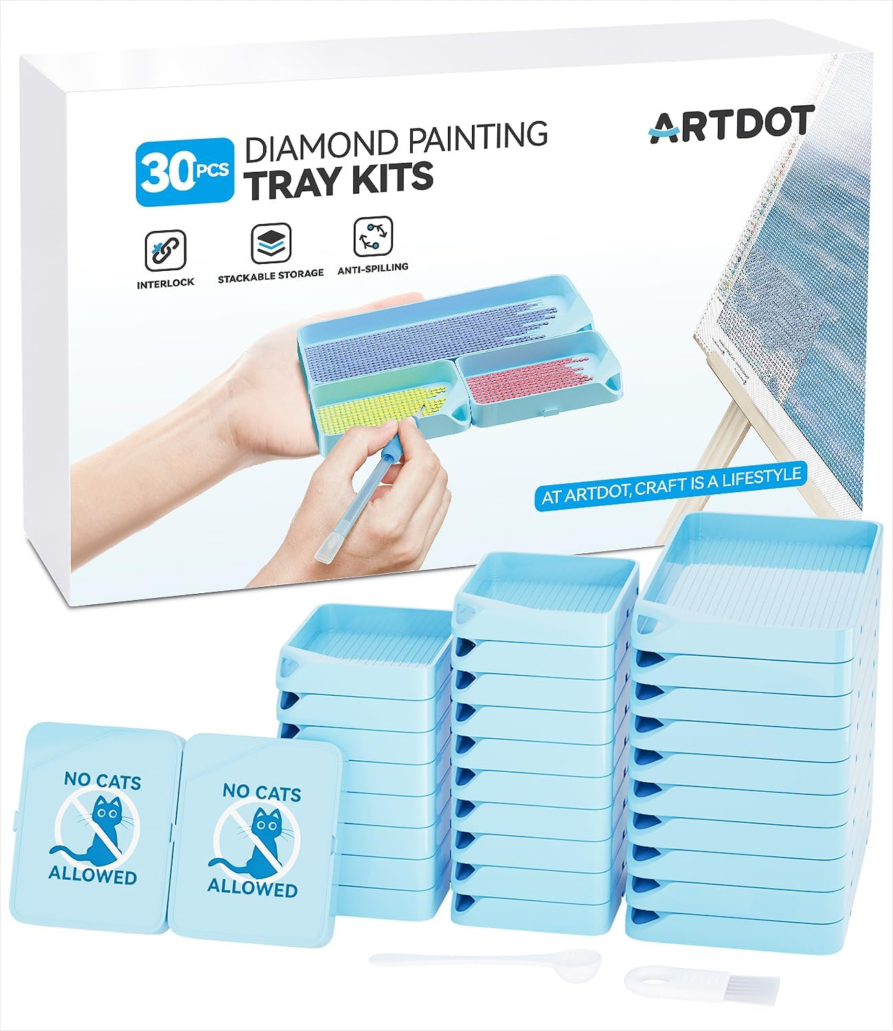 ARTDOT 30-piece Diamond Painting Blue Trays Set for Crafts ARTDOT 30-piece Diamond Painting Blue Trays Set for Crafts