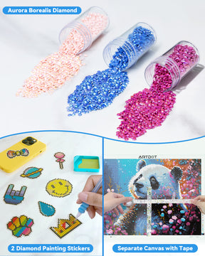 Beads and stickers included in Artdot diamond painting kit
