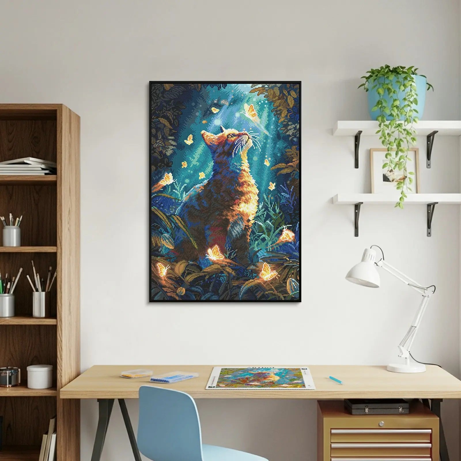 Butterfly Cat, Fantastic Animal Large Diamond Painting Kit (Square Drills, 18.7"×27.6")