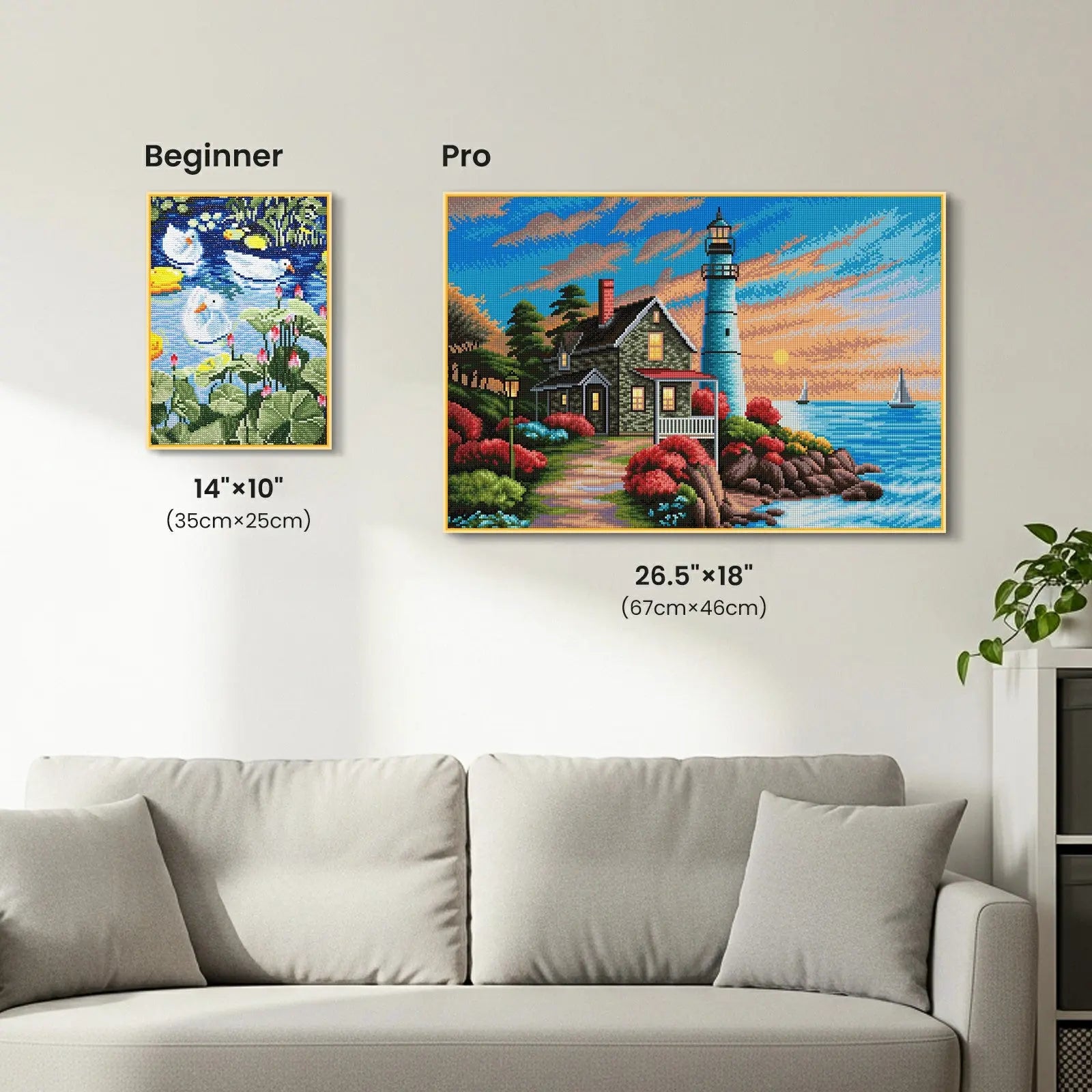 Coastal Lighthouse, Idyllic Homes Large Diamond Painting Kit (Square Drills, 26.5"×18")