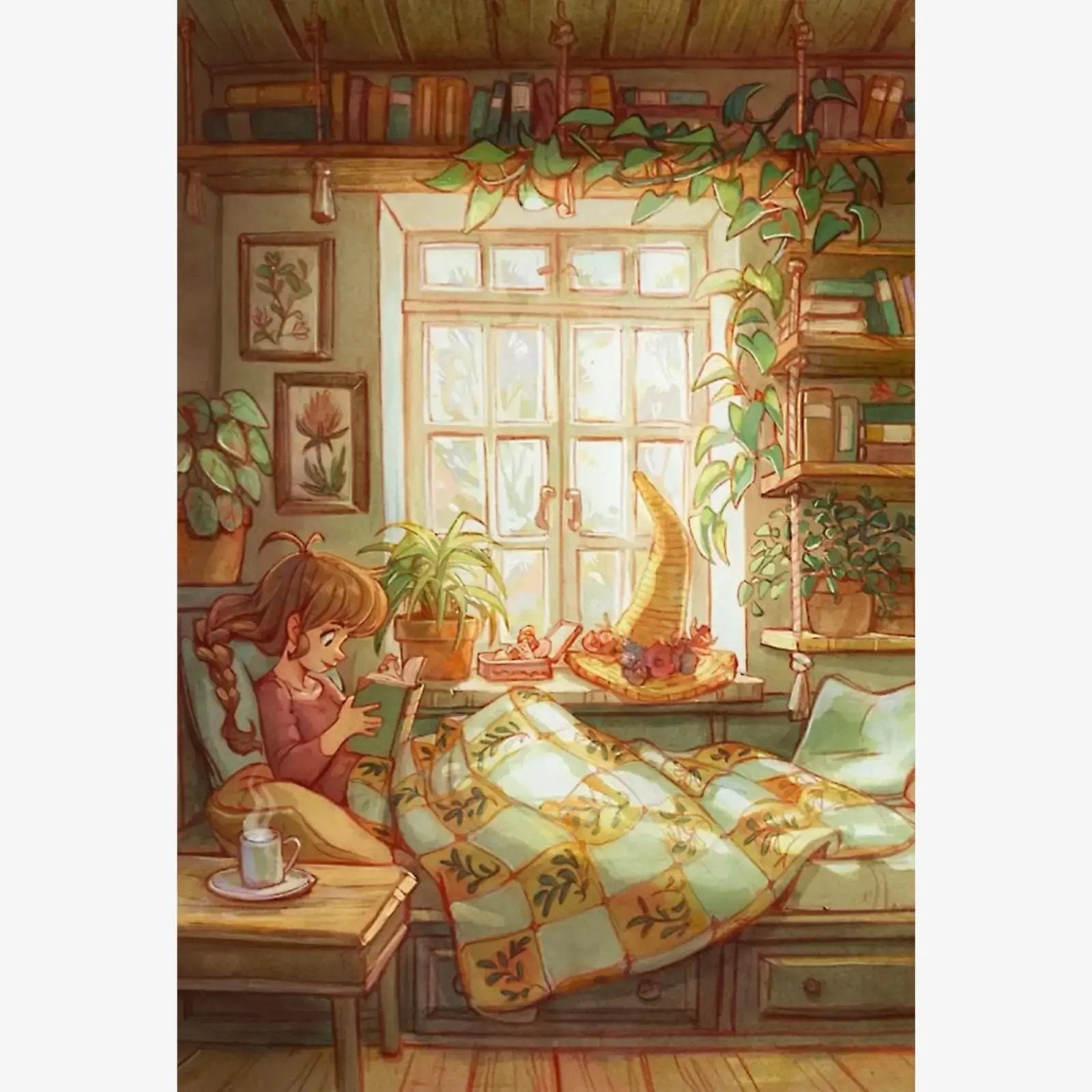 Diamond Painting Kit, Cozy Reading, Large Size Diamond Art | ARTDOT®