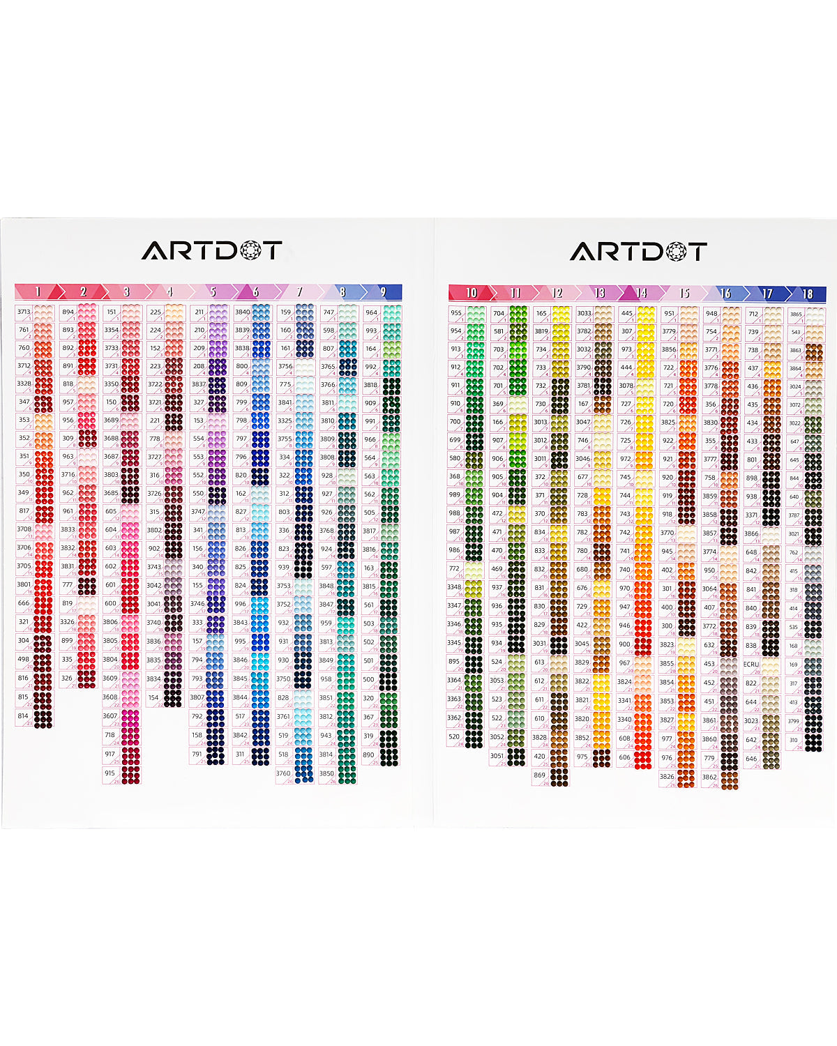 Tabla de colores de pintura de diamantes ARTDOT