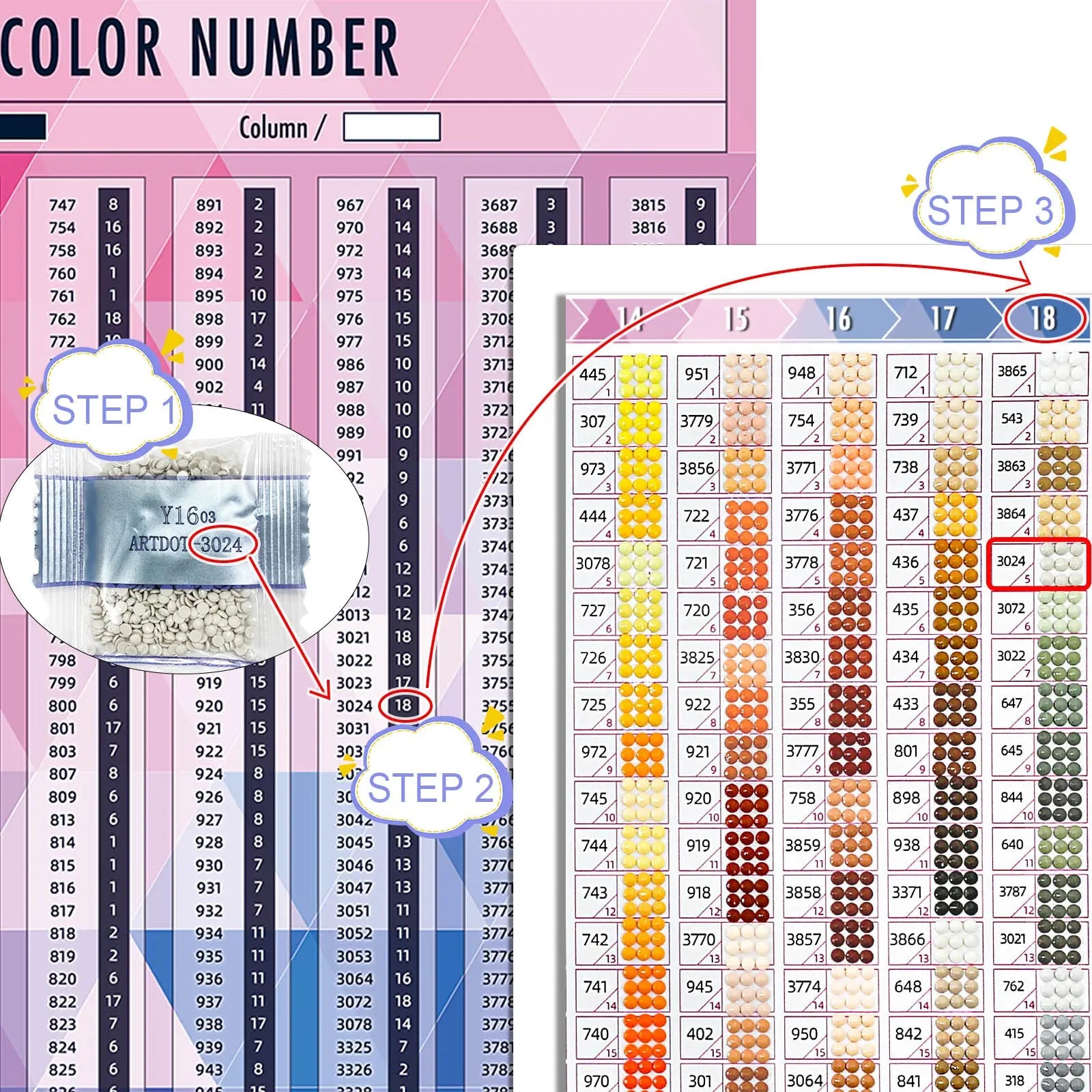 DMC diamond painting color chart - ARTDOT