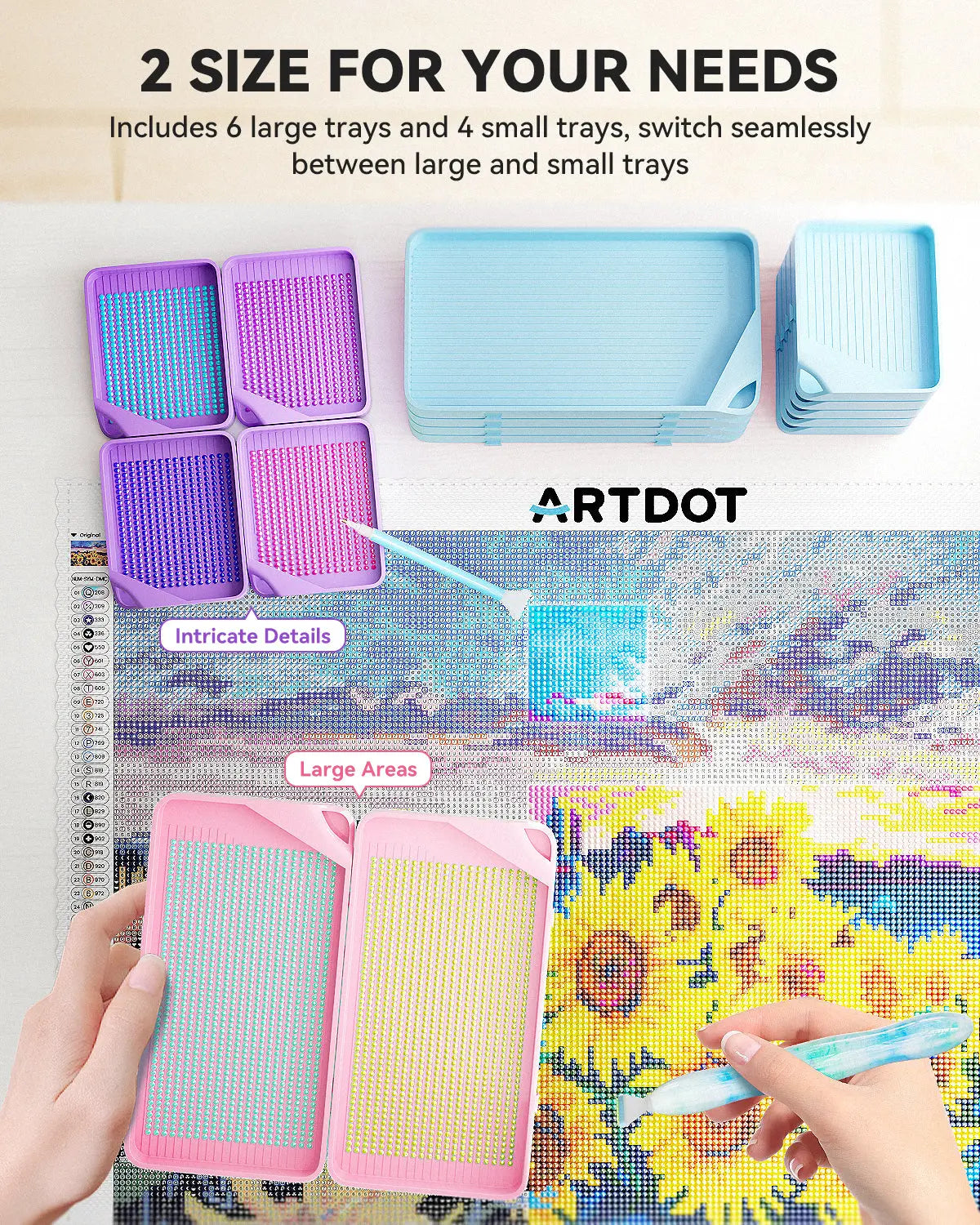 Artdot Diamond Painting Trays Kit include 2 sizes