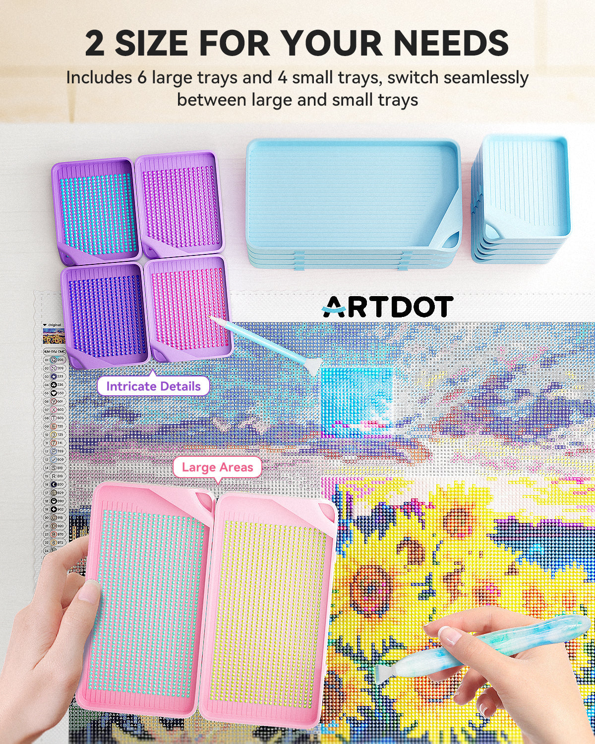 Artdot Diamond Painting Trays Kit include 2 sizes