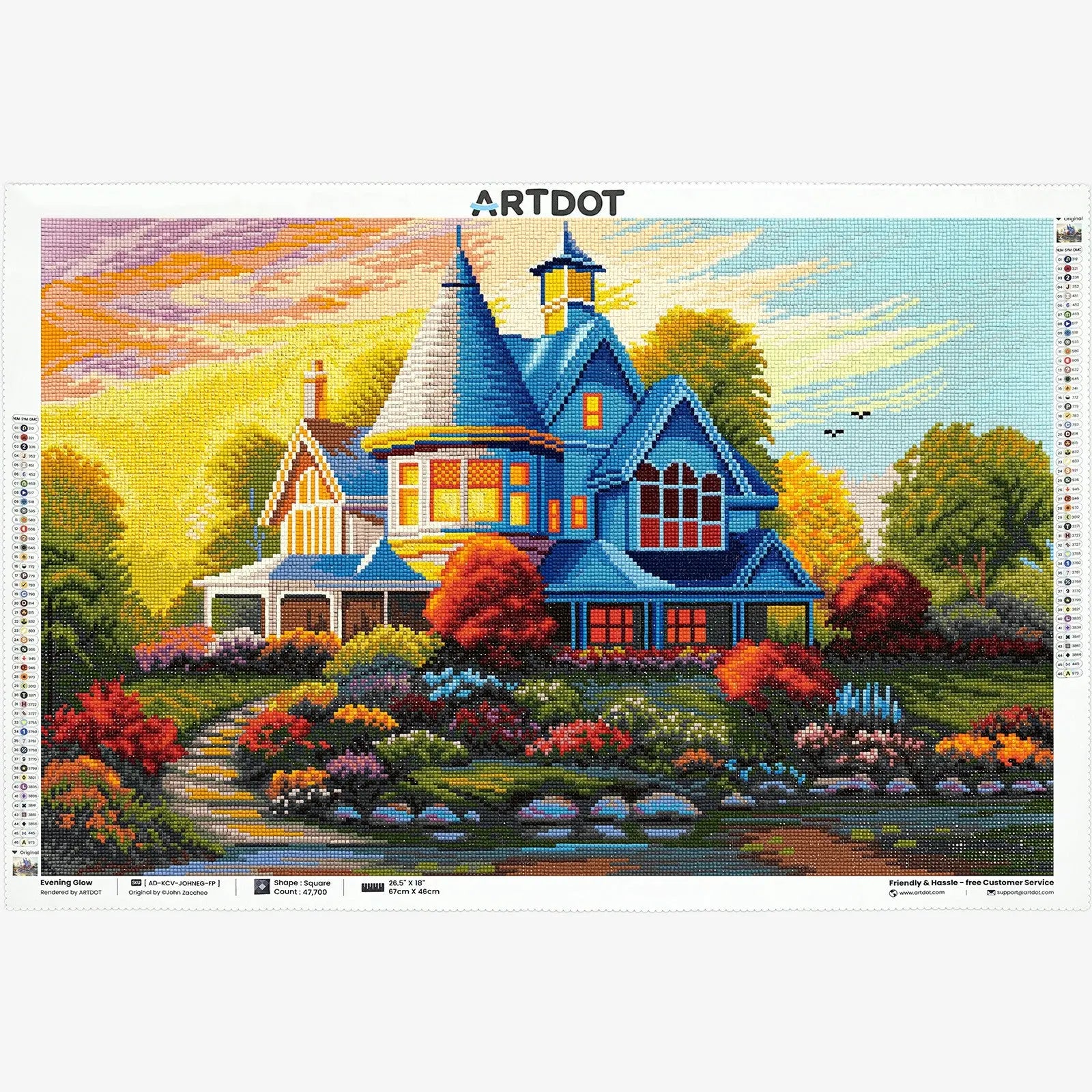 Evening Glow, Idyllic Homes Large Diamond Painting Kit (Square Drills, 26.5"×18")