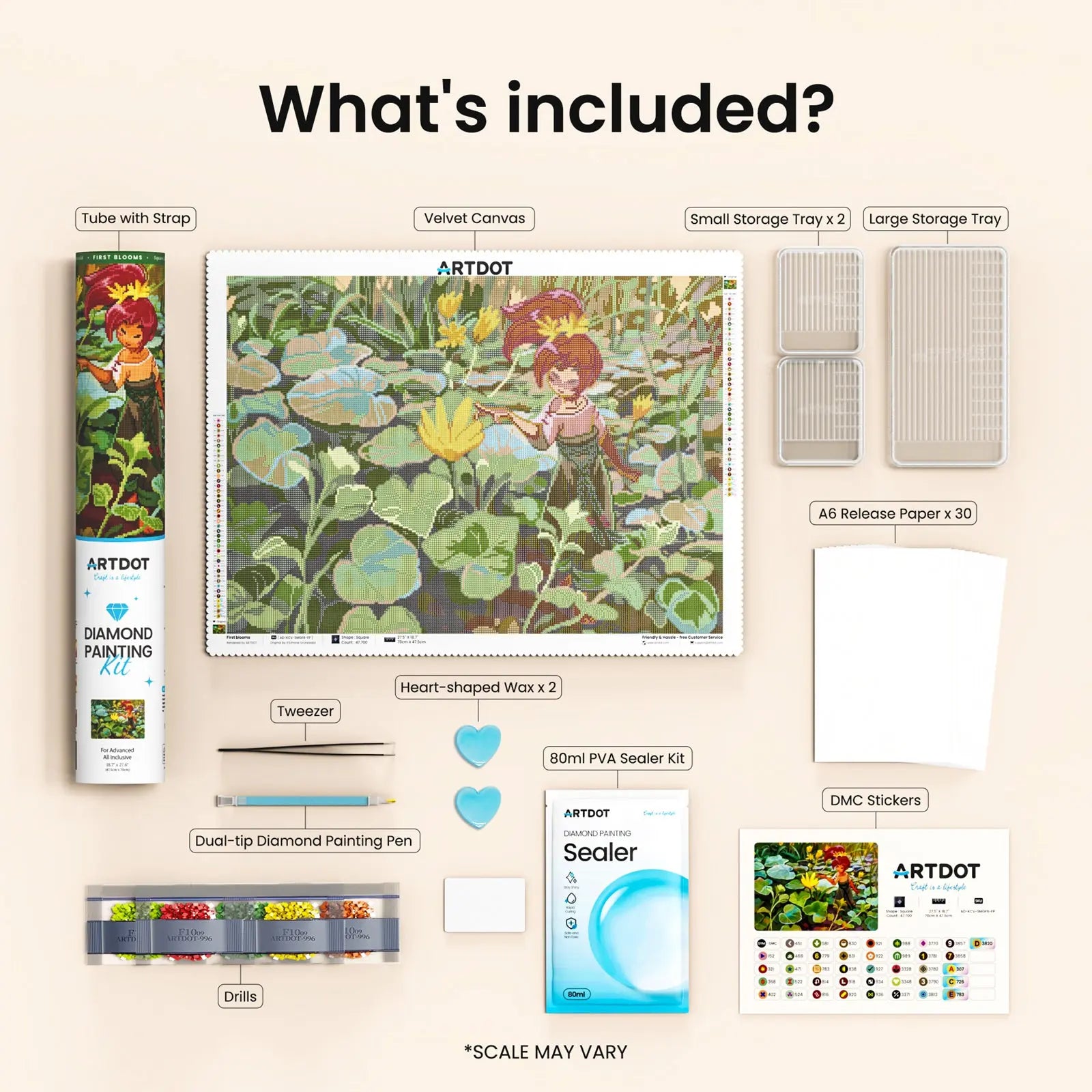First Blooms, Large Pastoral Diamond Painting Kit, Square Drills -
