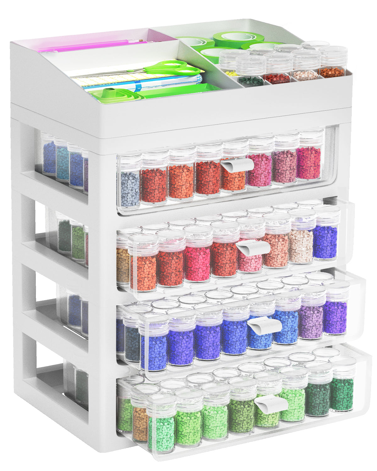 Storage Containers for Diamond Painting, Stackable Craft Storage Organizers  70/64 Slots Individual Containers for Diamond Art Beads Nail Pill  Rhinestones Seed