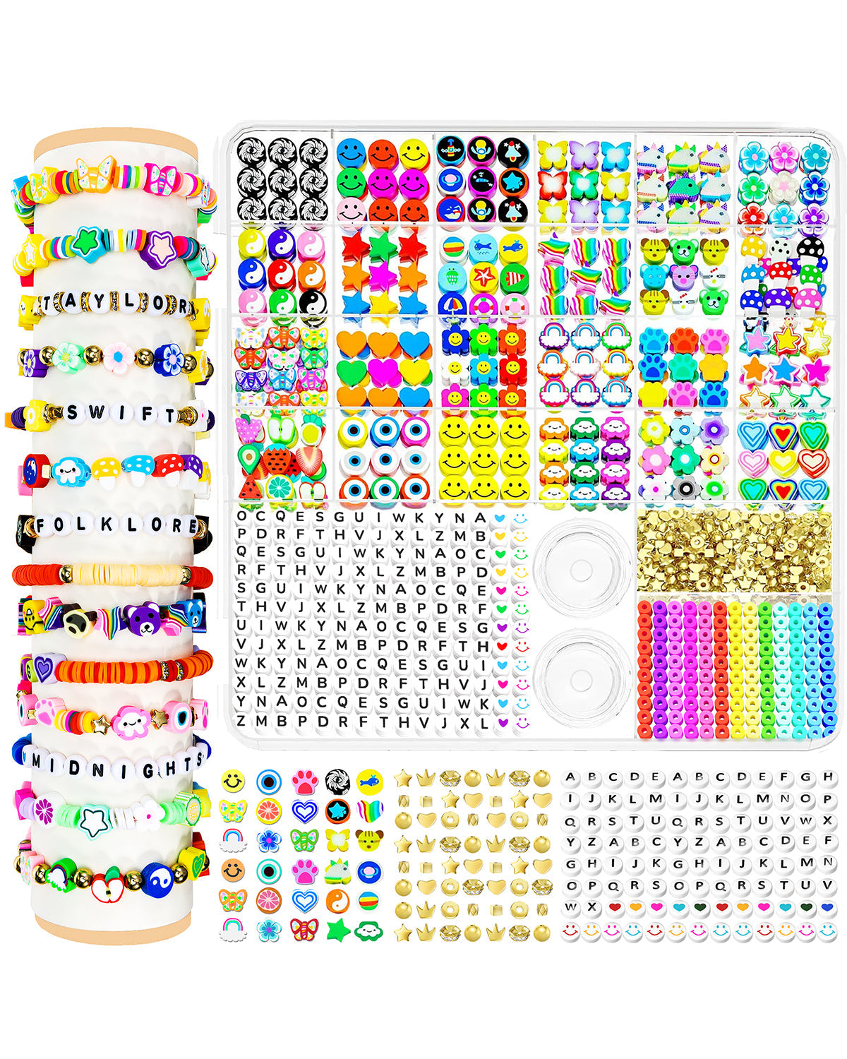 Polymer Clay Beads Friendship Bracelet Making Kit, Including 12 Colors  Beads, Spacer, Elastic Cord For Bracelet & Friendship Beads Crafts
