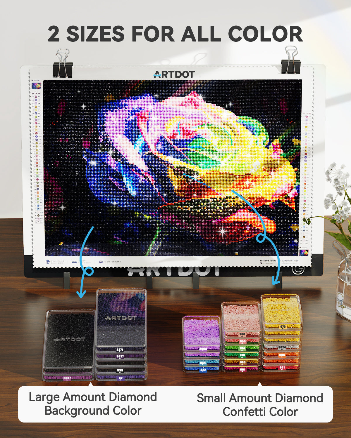 Diamond painting storage tray with lid, 2 size for all color