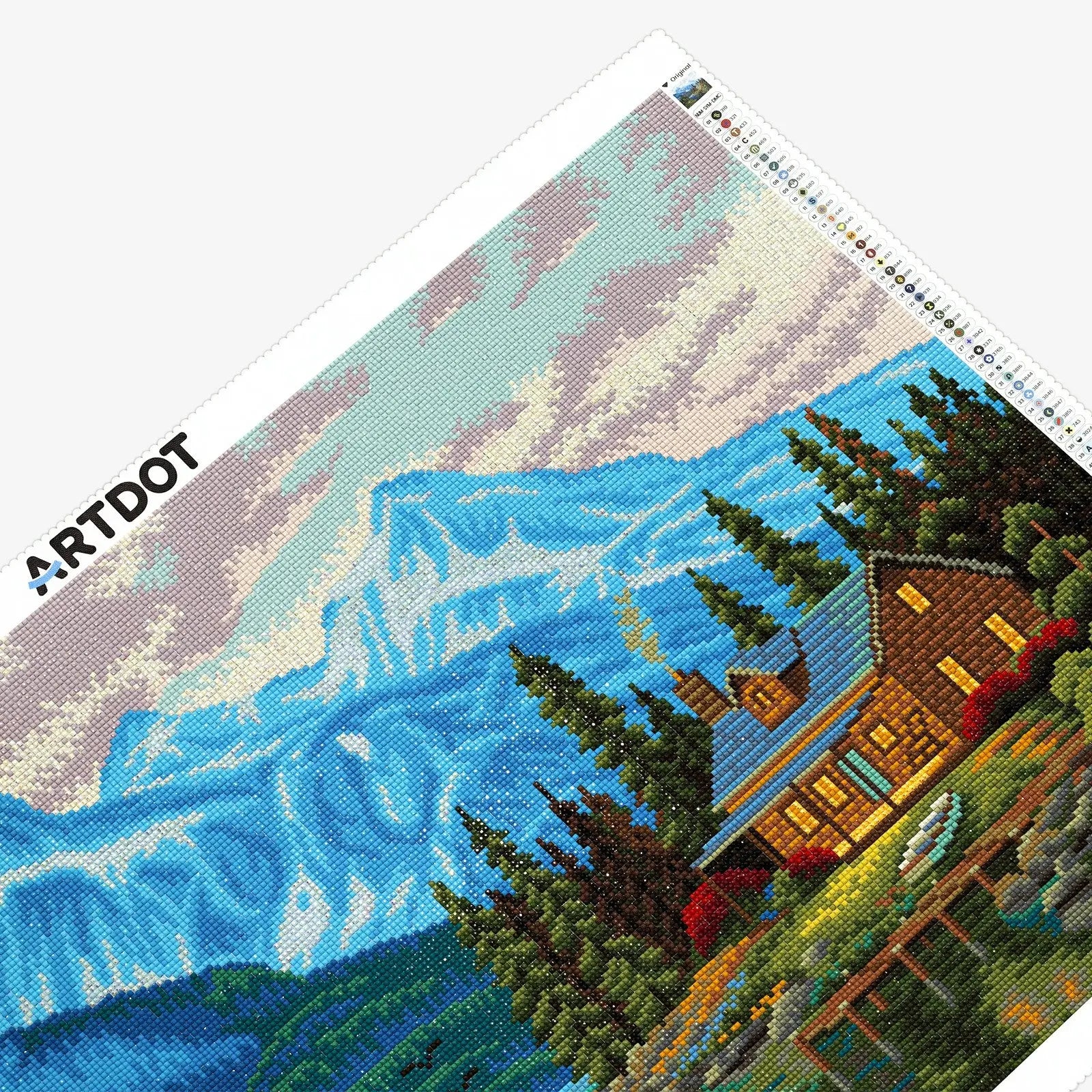 Rocky Cabin View, Idyllic Homes Large Diamond Painting Kit (Square Drills, 26.5"×18")