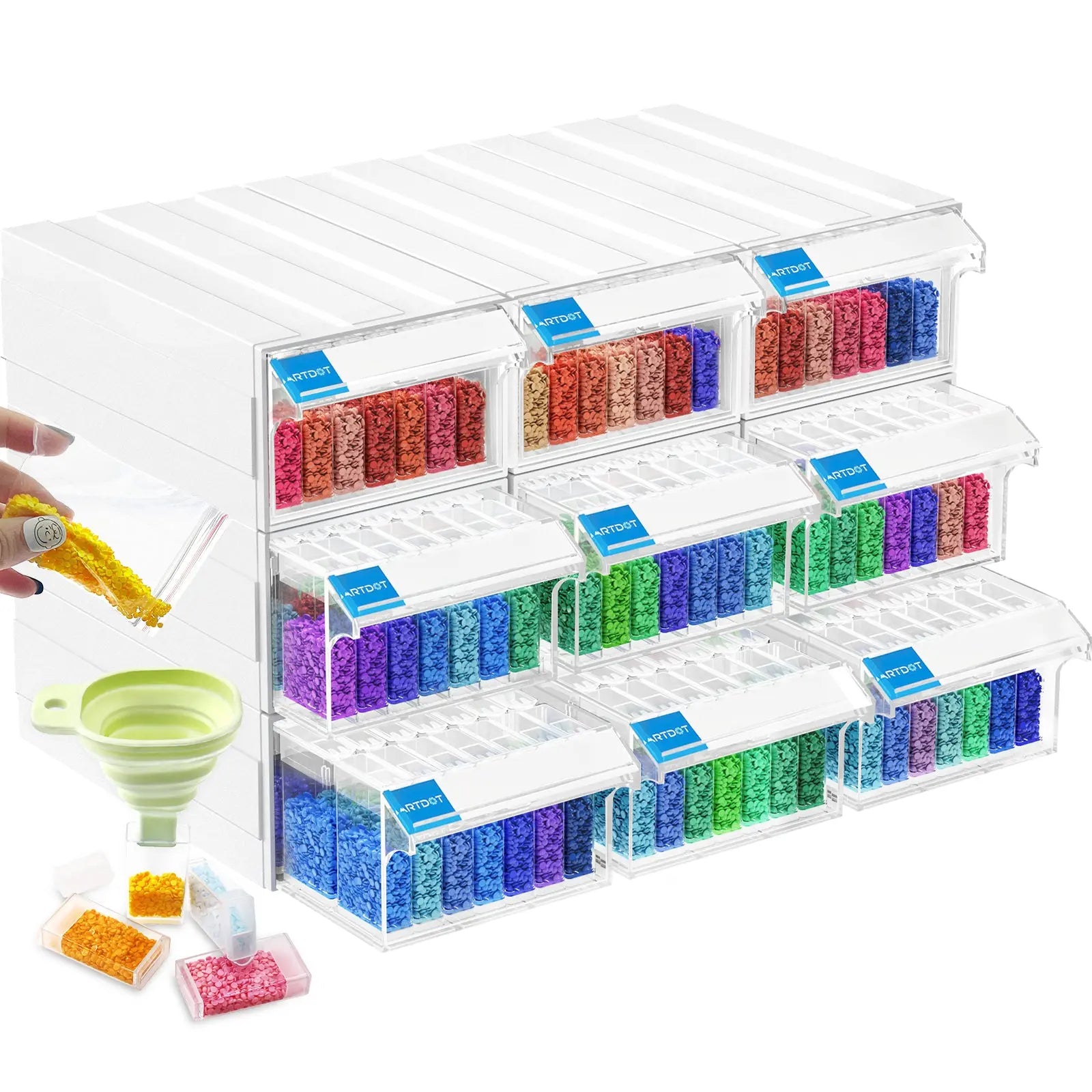 Stackable Storage Containers for Diamond Art with Drawer