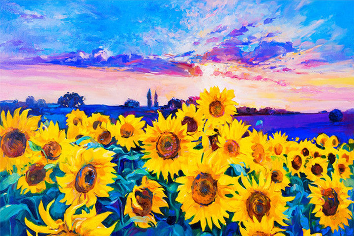 Sunflower diamond painting at sunset