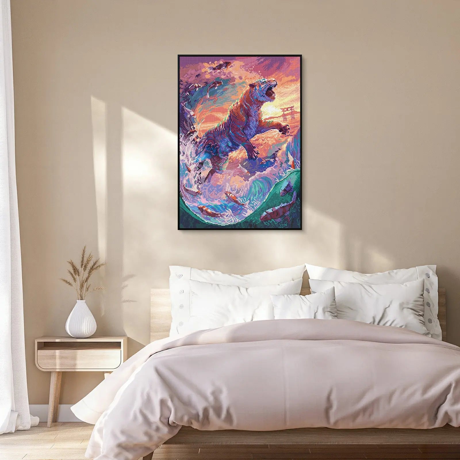 Water Tiger, Fantastic Animal Large Diamond Painting Kit (Square Drills, 18.7"×27.6")