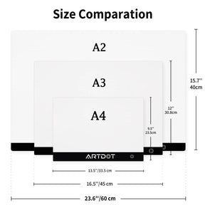 Artdot A4 Size Light Pad for Diamond Painting - size comparation