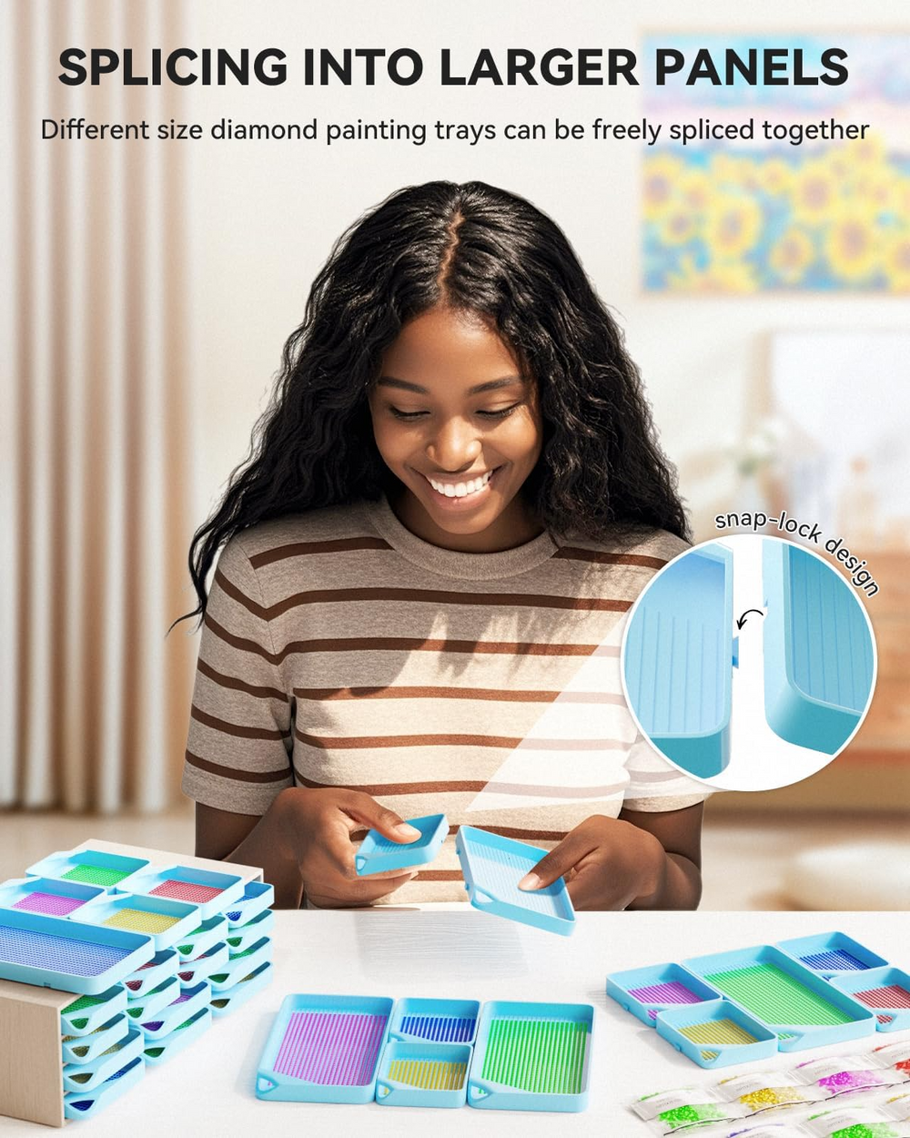 ARTDOT 30-piece Diamond Painting Blue Trays Set for Crafts