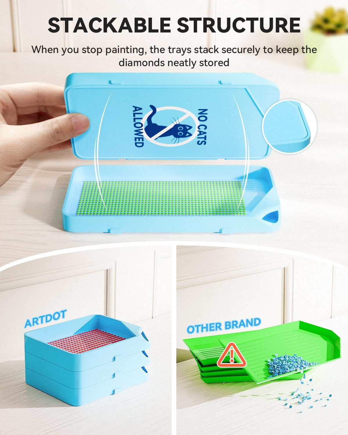 ARTDOT 30-Piece Stackable Blue Tray Set - ARTDOT
