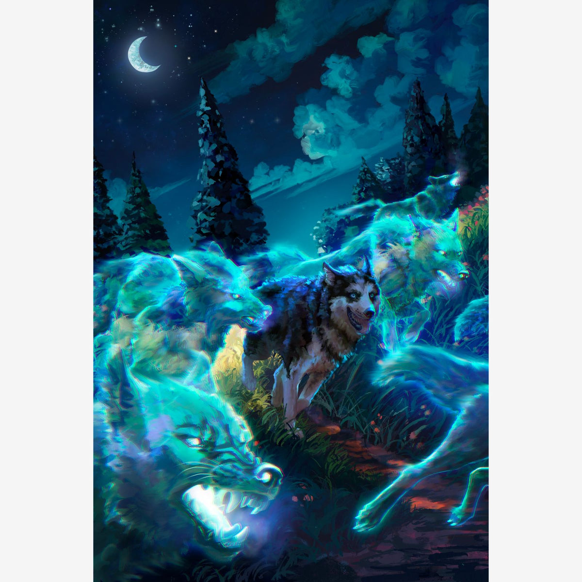 Ancestral Run, Fantastic Animal Large Diamond Painting Kit (Square Drills, 18.7"×27.6")