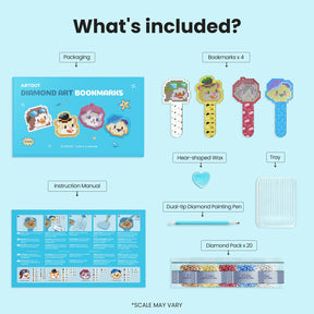 Diamond Art DIY Bookmarks Kit, Cute Magnetic Craft Gift for Kids & Adults (4PCS)