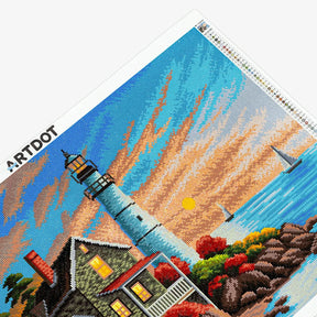 Coastal Lighthouse, Idyllic Homes Large Diamond Painting Kit (Square Drills, 26.5"×18") ARTDOT