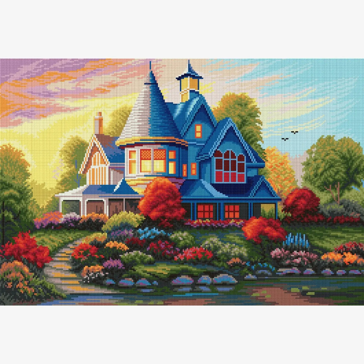 Evening Glow, Idyllic Homes Large Diamond Painting Kit (Square Drills, 26.5"×18")