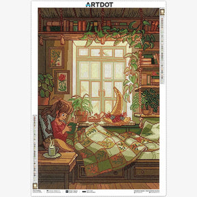 Cozy Reading, Large Diamond Painting Kit (Square Drills, 18.7"×27.6") ARTDOT