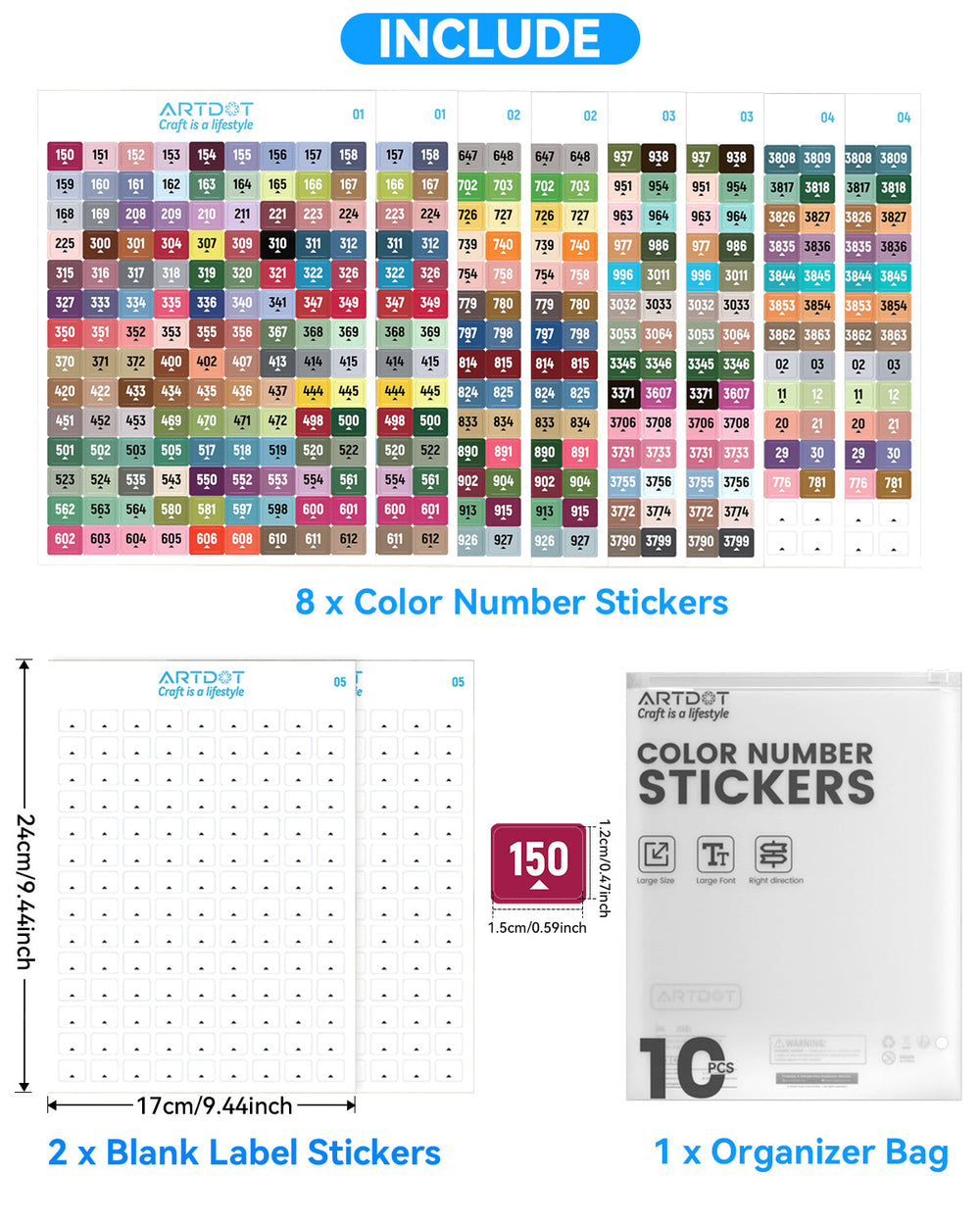 Paint Labelstaicker ARTDOT DMC Diamond Painting Labels Kit for Artists