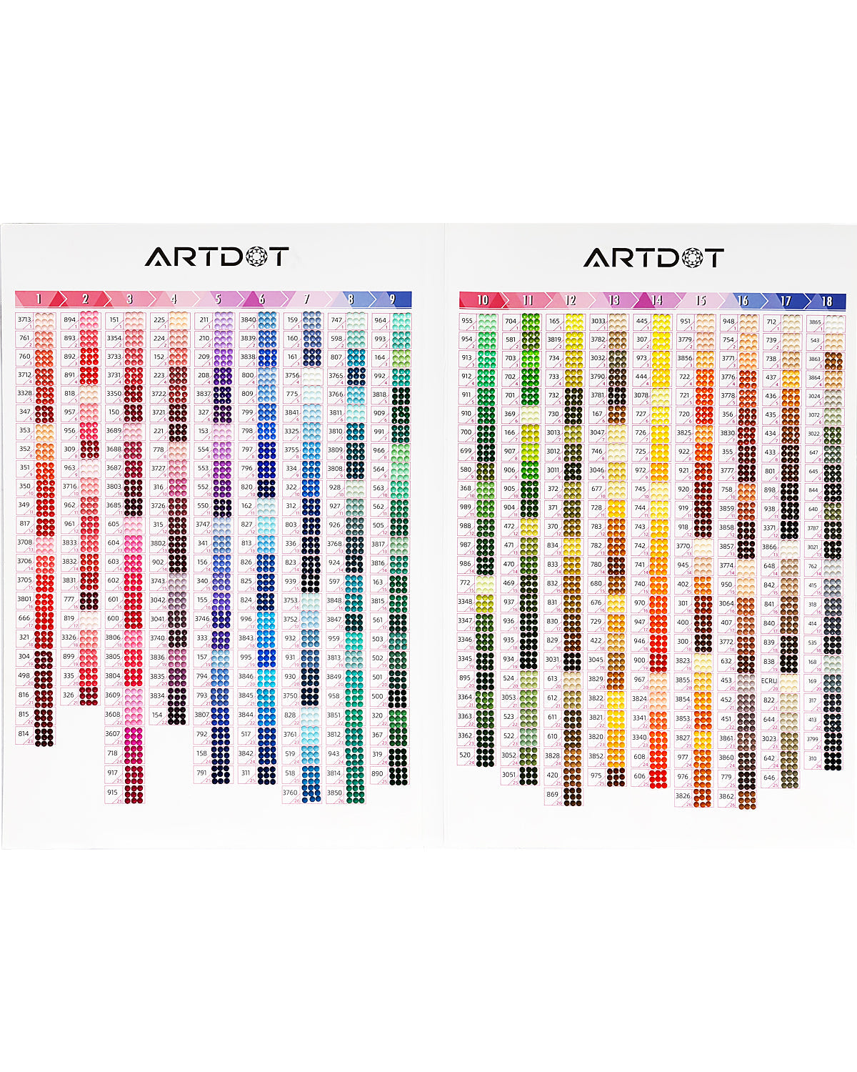 DMC Diamond Painting Color Chart Matching Colors and Codes ARTDOT