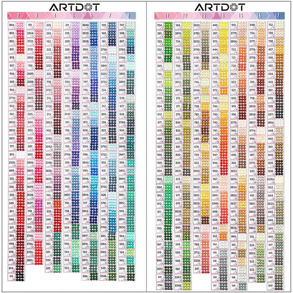 DMC Diamond Painting Color Chart Matching Colors and Codes ARTDOT®