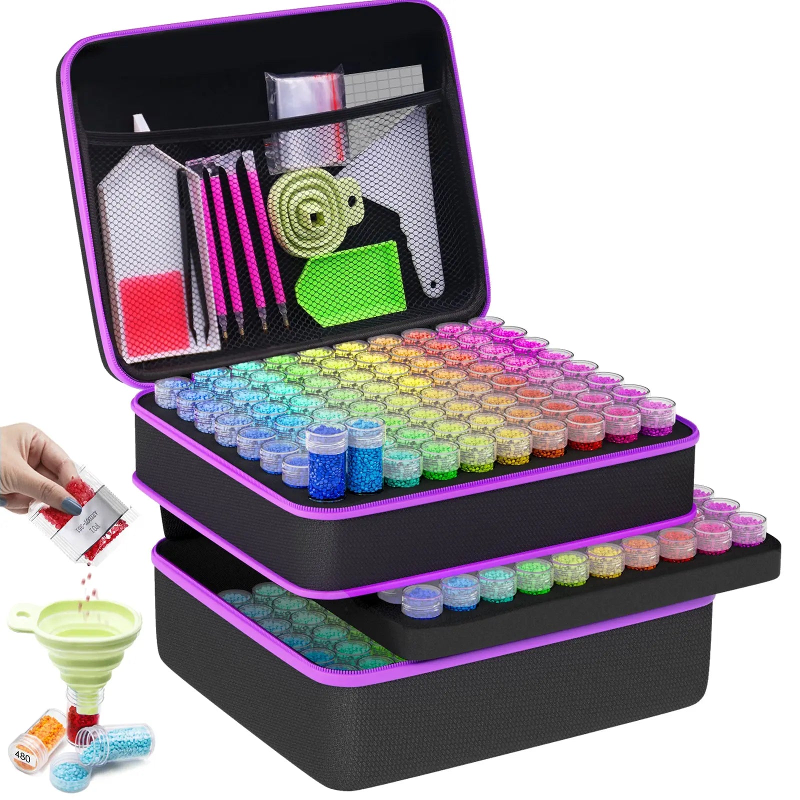 54/88 Bottles Diamond Painting Double Layer Suitcase Storage Container Bead  Organzier With Accessories And Tool For Craft Jewelry, Diamond Embroidery  Accessories Storage Box - Temu Canada