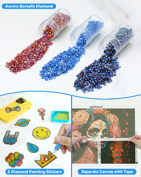 The beads and stickers included in Artdot diamond painting