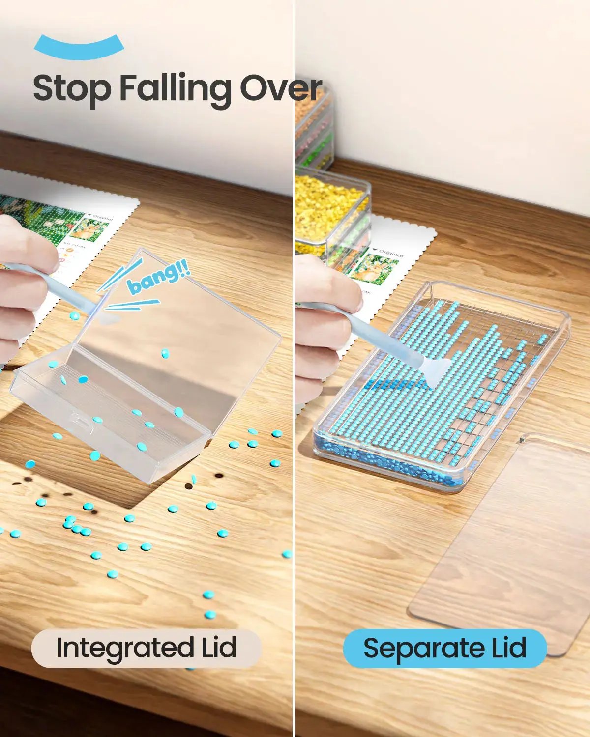 Diamond Painting Storage Tray With Lid, 60 Pcs