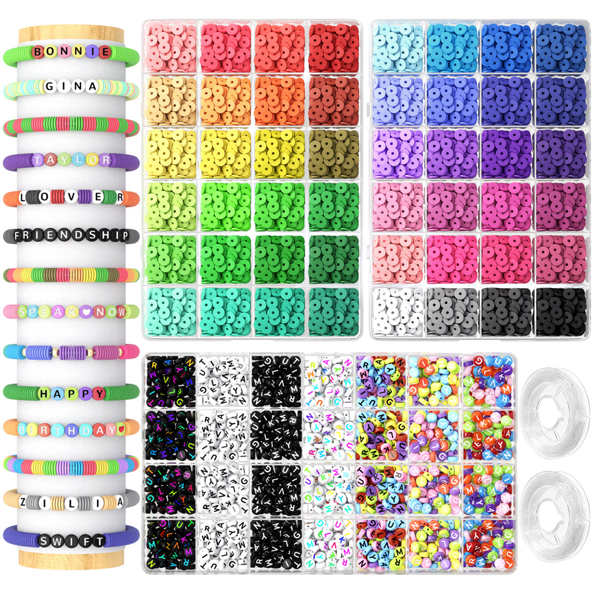 Amazon.com: Famxola 10500+ Pcs Clay Beads for Bracelets Making Kit, 24  Colors Bracelet Making Kit - Girls 6-12, Polymer Heishi Beads Kit for  Jewelry Making - Clay Beads - Crafts, Letter Beads,