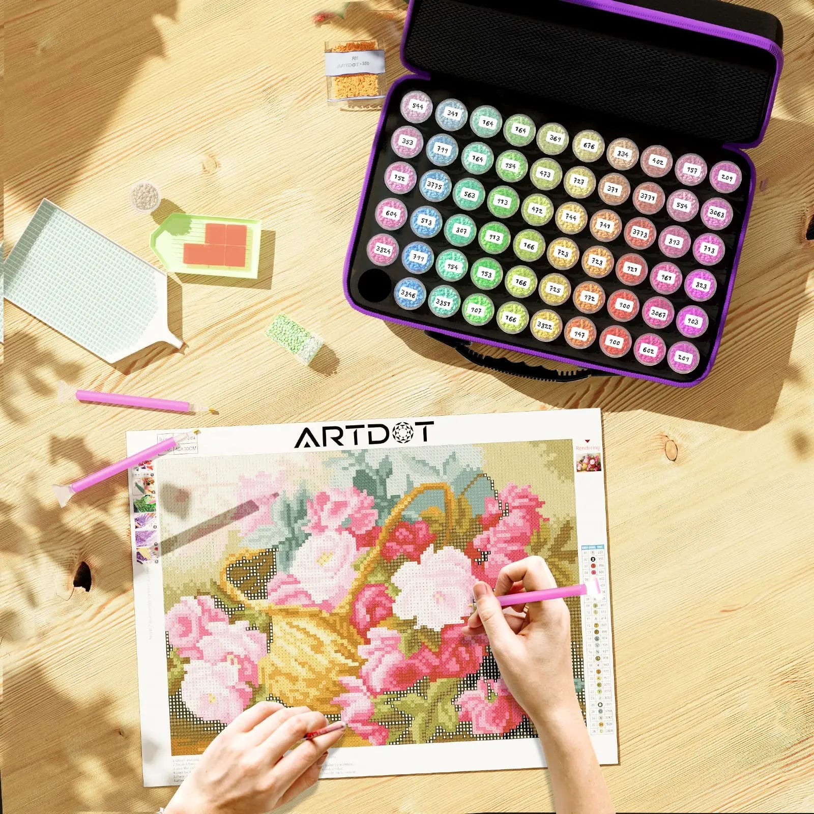 ARTDOT Diamond Painting Storage Boxes 5D DIY Pink 240 Slots Bead Storage  Container with 5D Diamond Art Accessories and Tools Kit - AliExpress