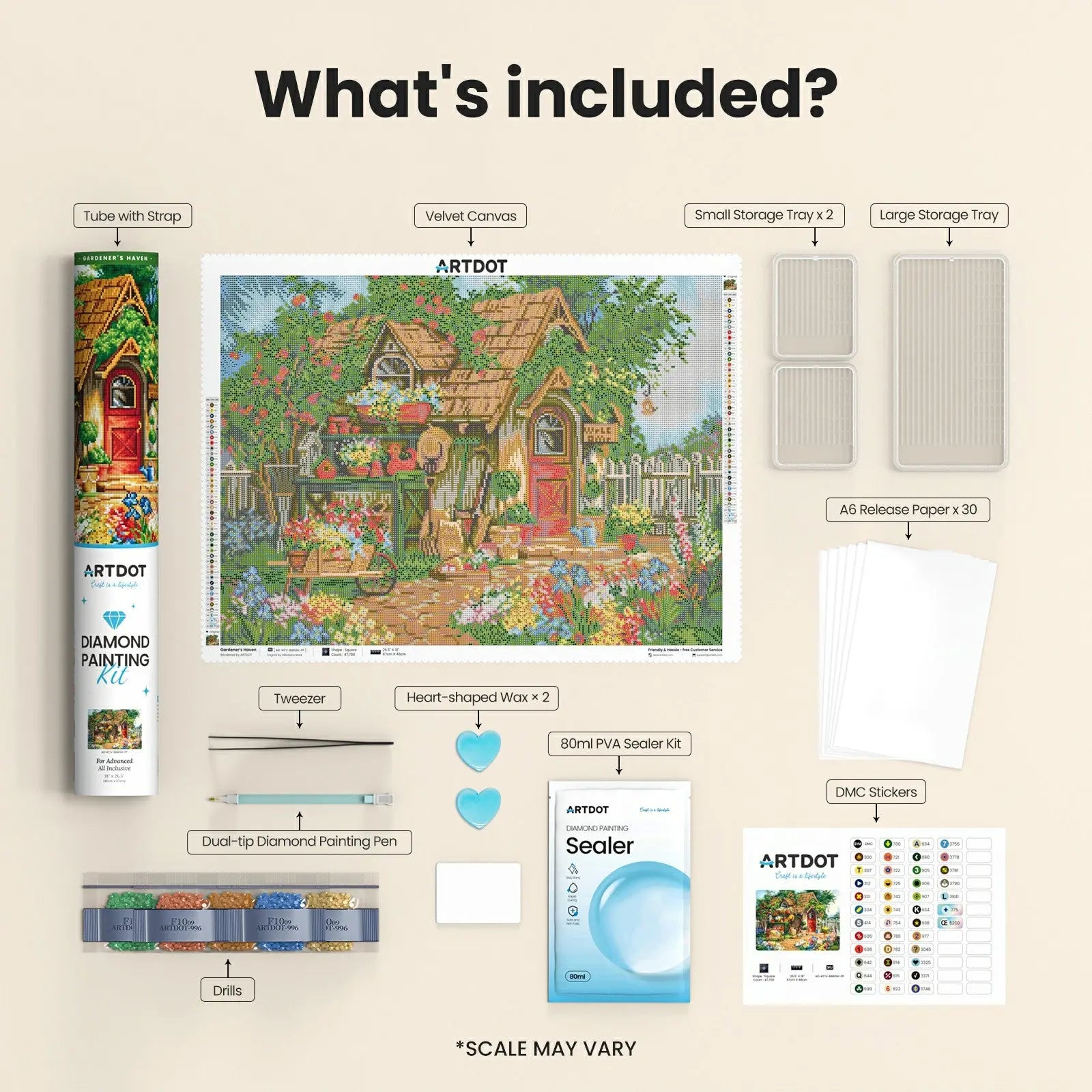 Gardener's Haven, Idyllic Homes Large Diamond Painting Kit (Square Drills, 26.5"×18") ARTDOT