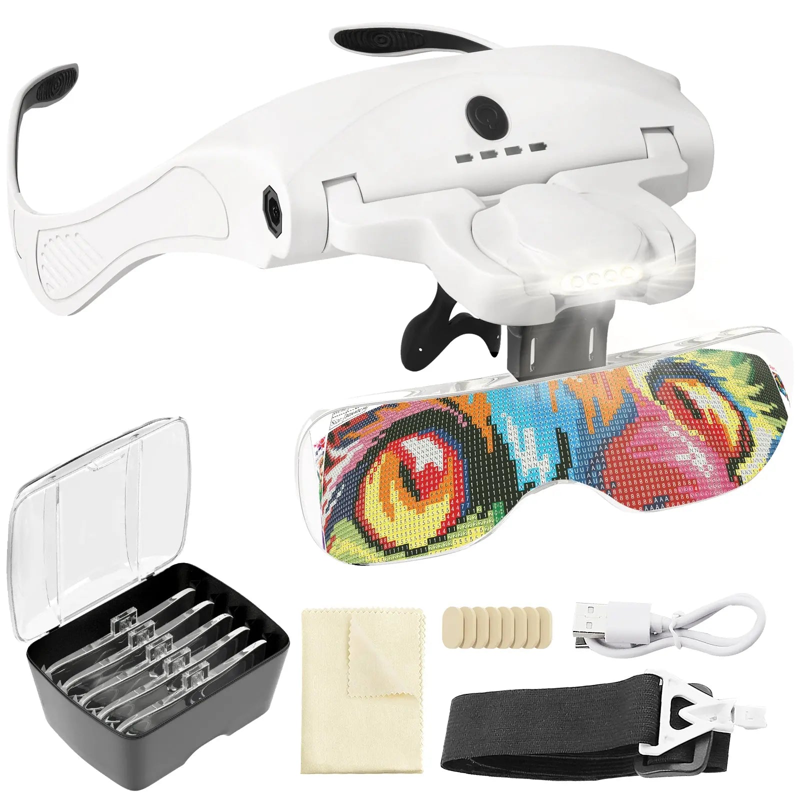 Headband Magnifier With Light 2 LED Lamps + 4 Lenses