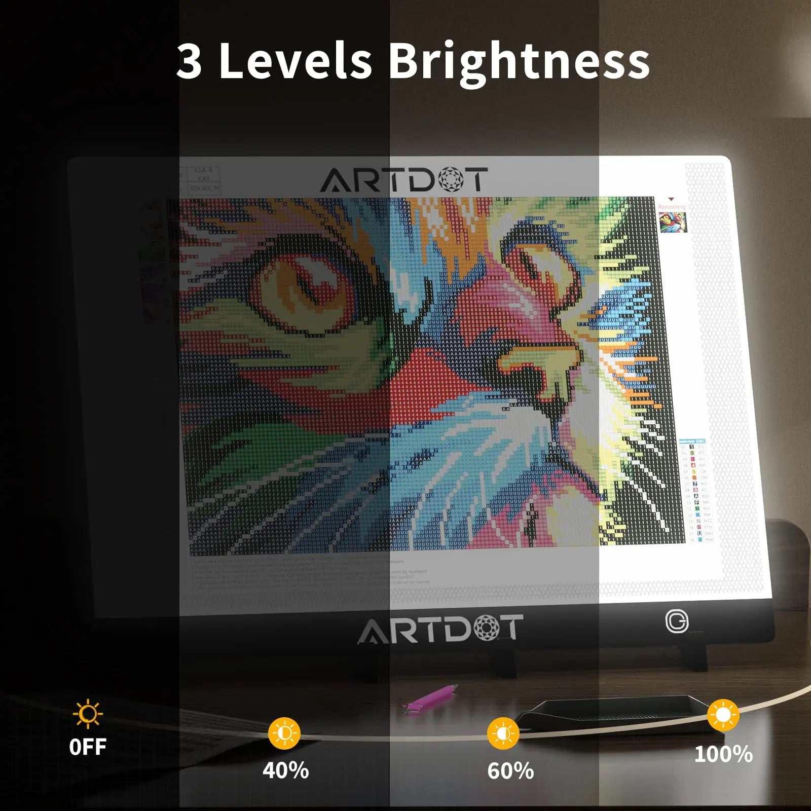  ARTDOT A1 Large LED Light Pad for Diamond Painting AC Powered  Light Board Kit Adjustable Brightness Light Box Drawing for 5D Diamond  Painting Kits