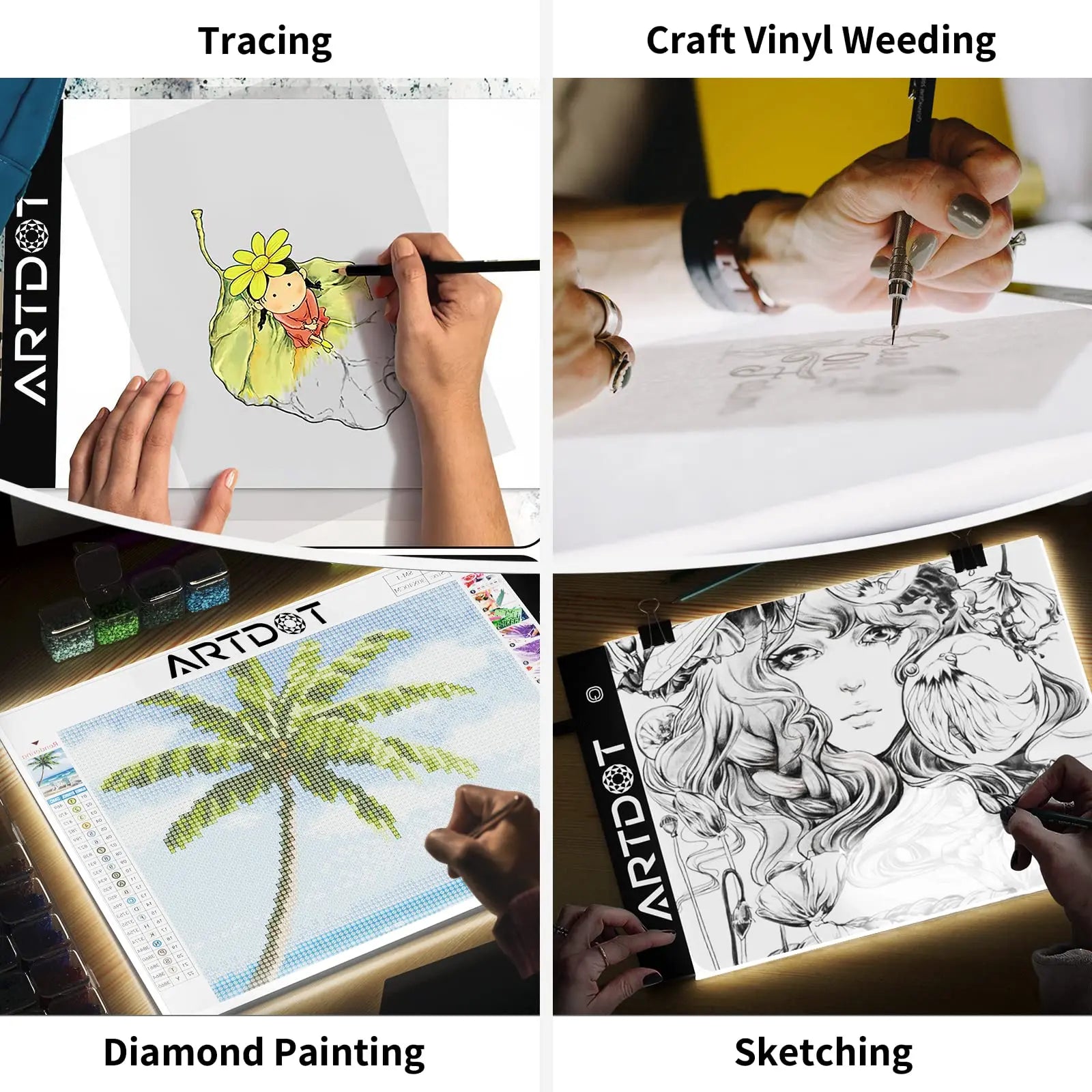 A3 Light Box Drawing Light Pad Tracing Light Box with Stand, Rechargeable LED  Light Pad for Diamond Painting Sketching - AliExpress