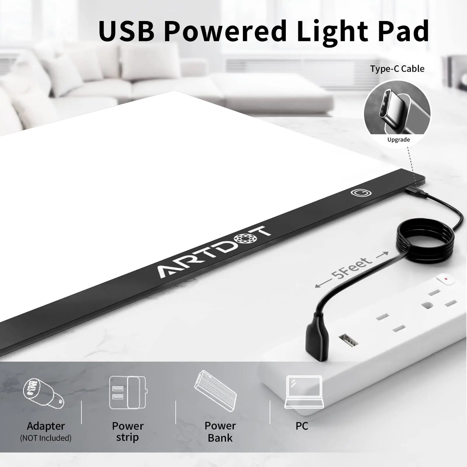 A4 LED Light Box Tracer USB Power Adjustable LED Light Tablet Board Pad for  5D DIY Diamond Painting
