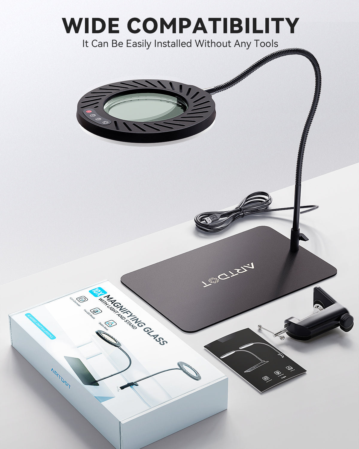 Magnifying Glass With Light And Stand - ARTDOT
