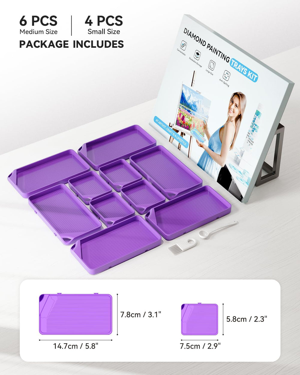 Paint Intrays Purple Diamond Painting Trays Kit