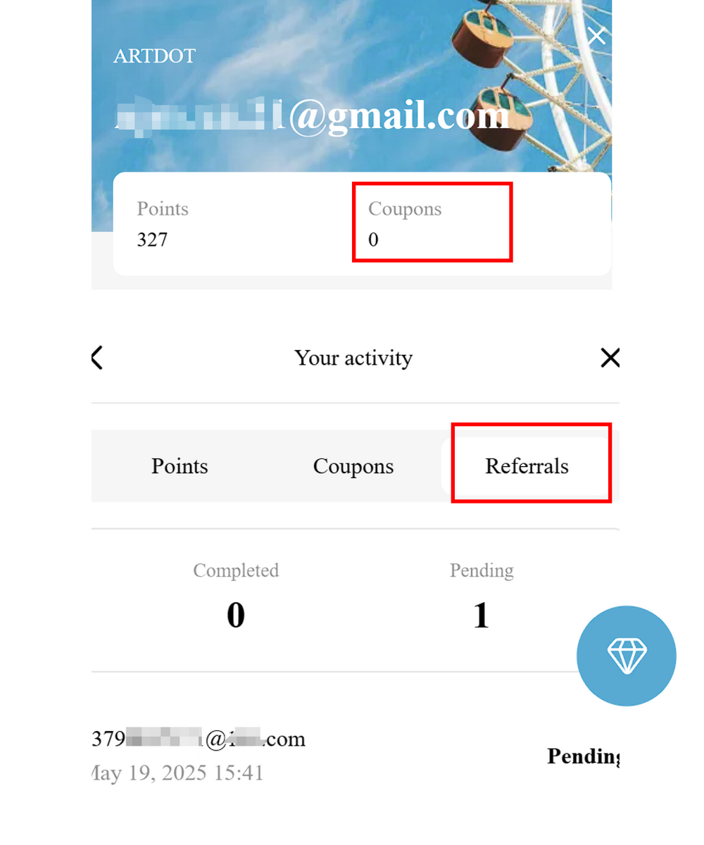 Referral Status Referral Program – ARTDOT