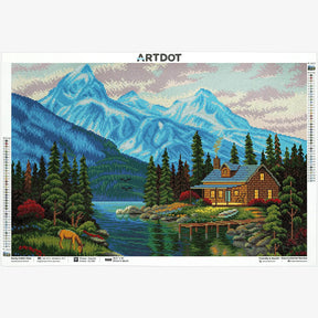 Rocky Cabin View, Idyllic Homes Large Diamond Painting Kit (Square Drills, 26.5"×18") ARTDOT