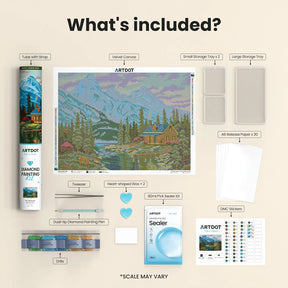 Rocky Cabin View, Idyllic Homes Large Diamond Painting Kit (Square Drills, 26.5"×18") ARTDOT