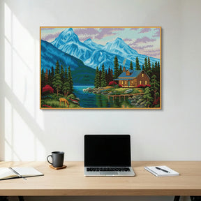 Rocky Cabin View, Idyllic Homes Large Diamond Painting Kit (Square Drills, 26.5"×18") ARTDOT