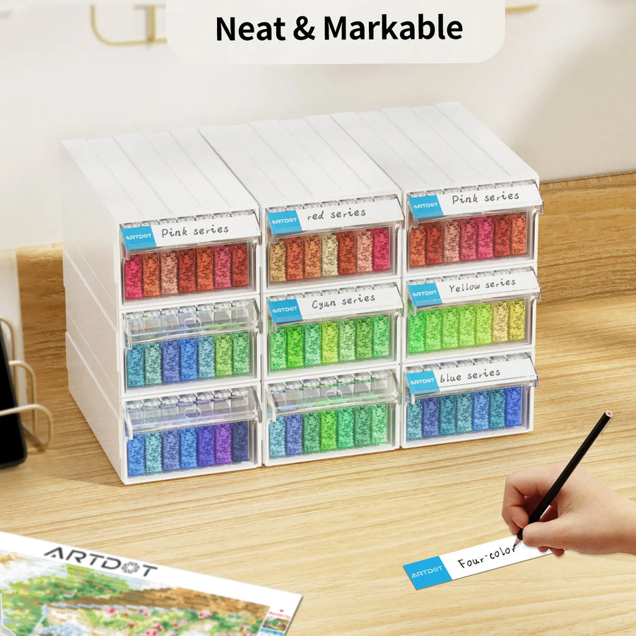 Stackable Square Storage Stackable Storage Containers for Diamond Art with Drawer| ARTDOT®