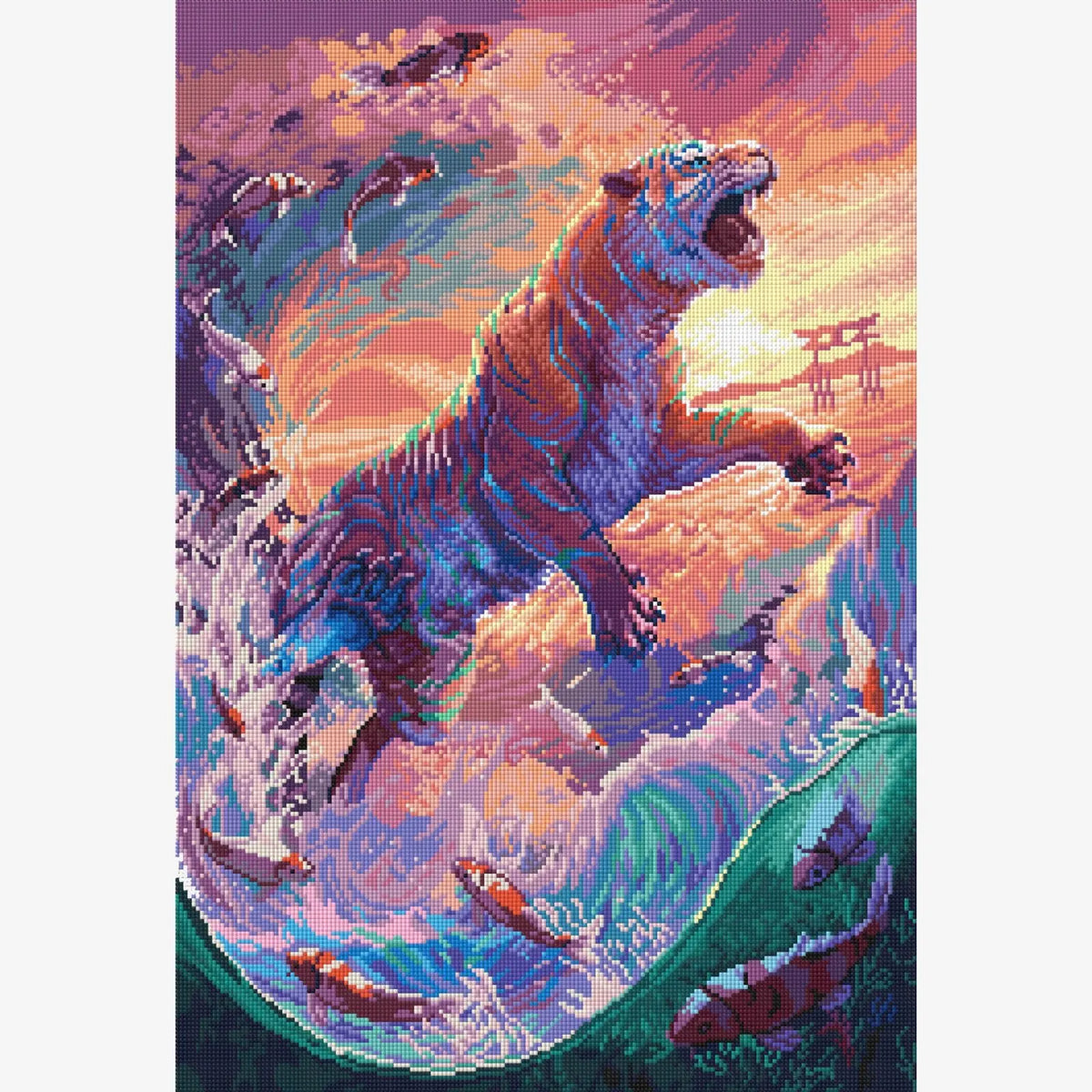 Water Tiger, Fantastic Animal Large Diamond Painting Kit (Square Drills, 18.7"×27.6")