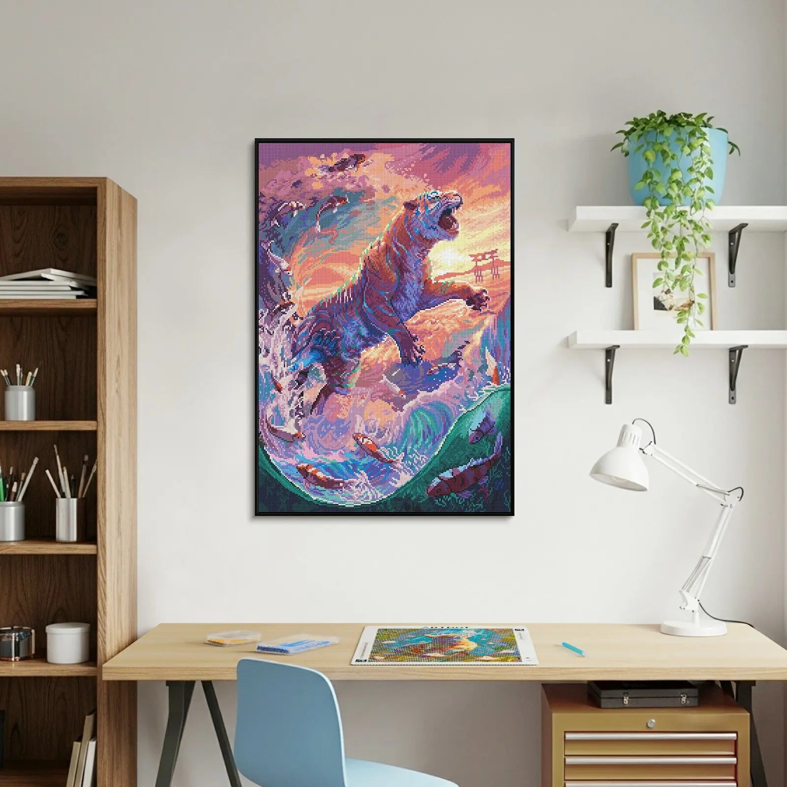 Water Tiger, Fantastic Animal Large Diamond Painting Kit (Square Drills, 18.7"×27.6") ARTDOT