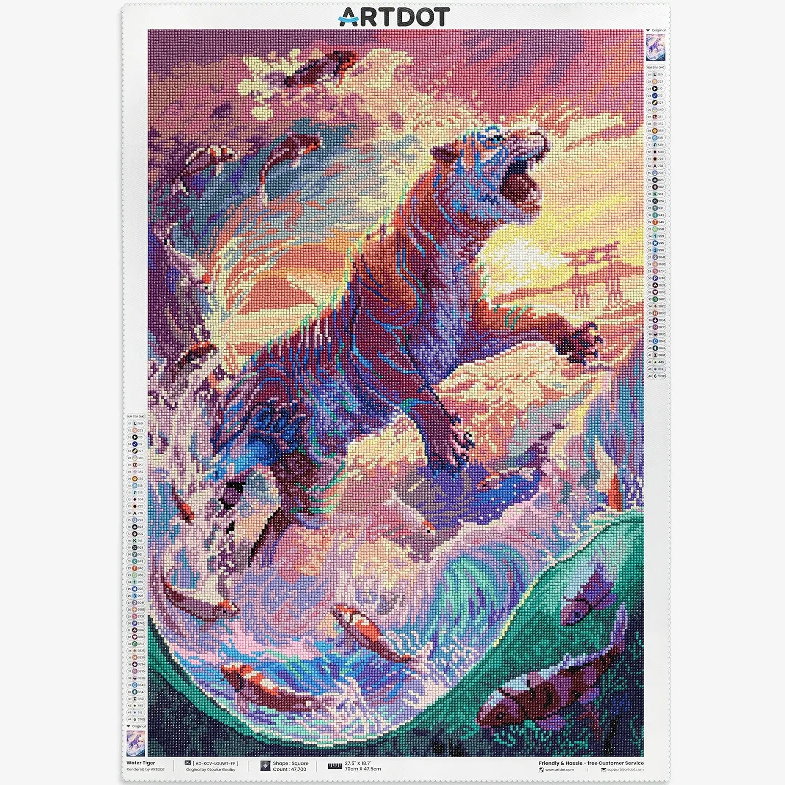 Water Tiger, Fantastic Animal Large Diamond Painting Kit (Square Drills, 18.7"×27.6") ARTDOT